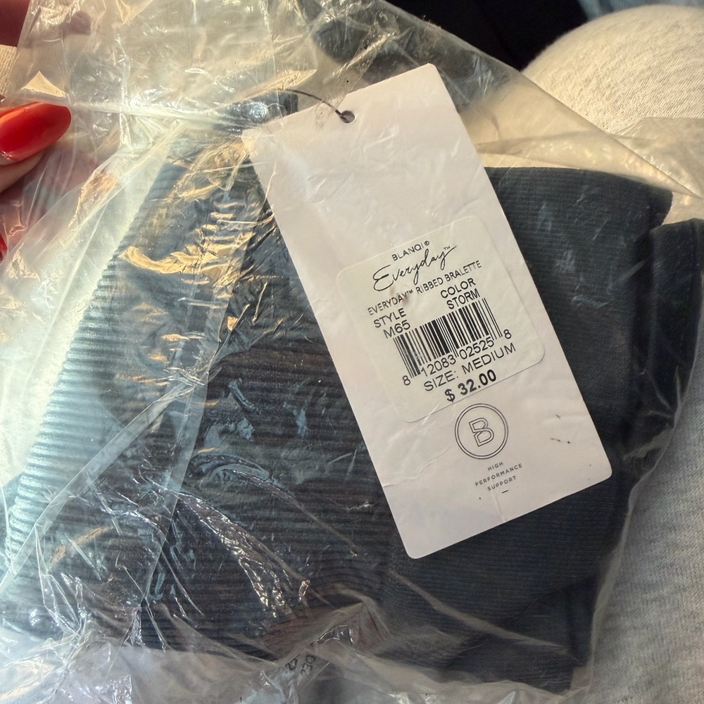 Blanqi Everyday Ribbed Bralette Storm Medium NWT